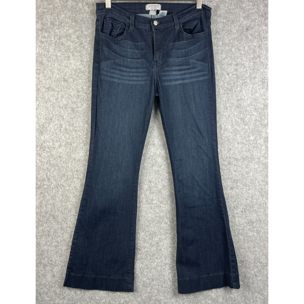 Judy Blue Flare Jeans Women 13/31 Dark Wash Medium Rise Stretch Bell Bottom 8351
